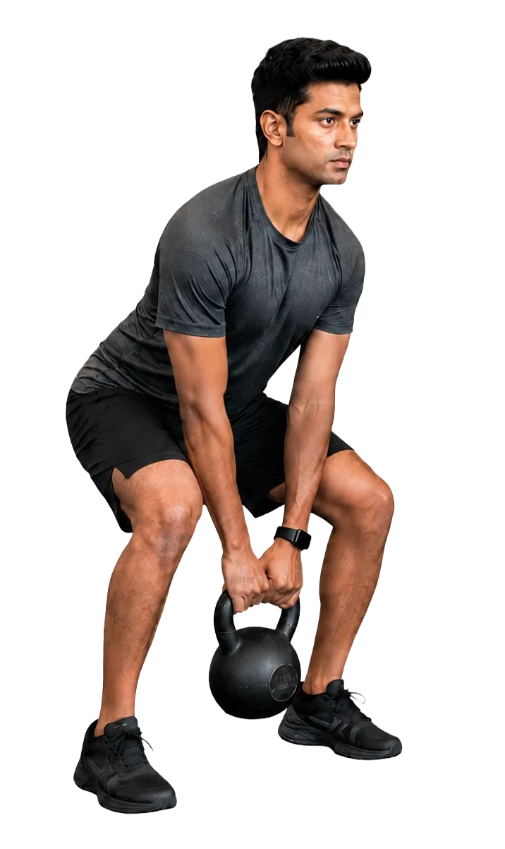Client performing a kettlebell deadlift