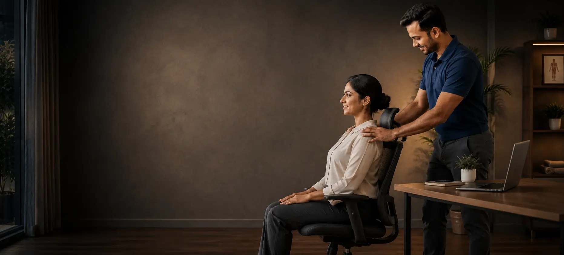 Posture and desk-pain correction session at DM Exercise Clinic